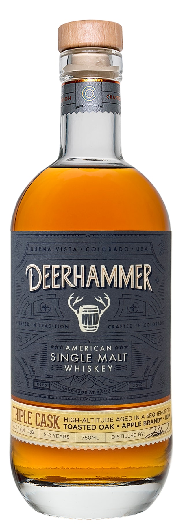triple cask front of bottle